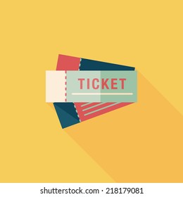 Ticket flat icon with long shadow