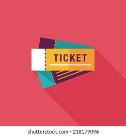 Ticket flat icon with long shadow