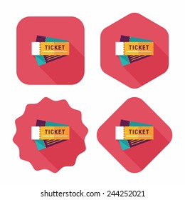 Ticket flat icon with long shadow