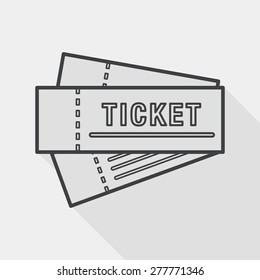 Ticket flat icon with long shadow, line icon