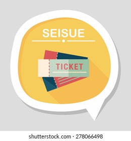 Ticket flat icon with long shadow