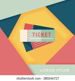 Ticket flat icon with long shadow