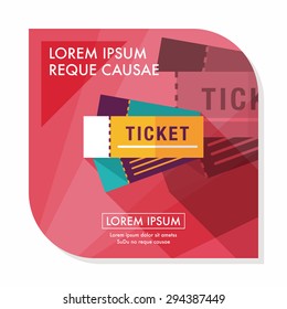 Ticket flat icon with long shadow