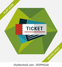 Ticket flat icon with long shadow