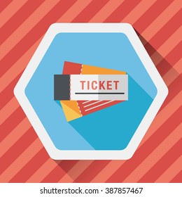 Ticket flat icon with long shadow