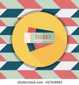 Ticket flat icon with long shadow