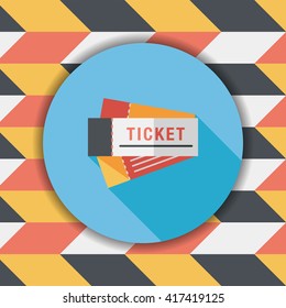 Ticket flat icon with long shadow