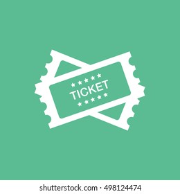 Ticket Flat Icon On Green Background