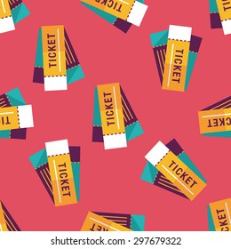 Ticket Flat Icon Seamless Pattern Background