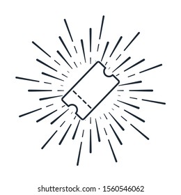 Ticket. Flat sign.  Vector linear icon on a white background.