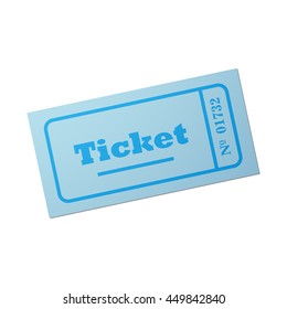 Ticket of flat style, cartoon style, vector illustration. Ticket stub isolated on a background. Retro cinema card.