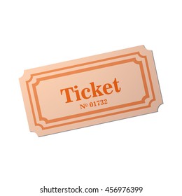 Ticket of flat style, cartoon style, vector illustration. Ticket stub isolated on a background. Retro cinema card.