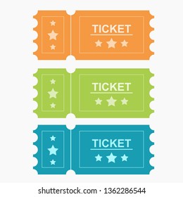Ticket in flat style. Retro cinema ticket icon. Vector stock.