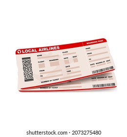 Ticket flight airport vector. Journey desig. Transport seat card. 3d realistic illustration