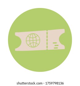 ticket flight block style icon vector illustration design