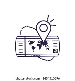 ticket flight document with pin location