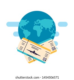 ticket flight document with world planet