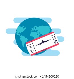ticket flight document with world planet