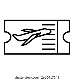 Ilustração do vetor do ícone de contorno de voo do tíquete