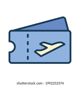 icono aislado de vuelo de boleto con estilo de línea rellenado