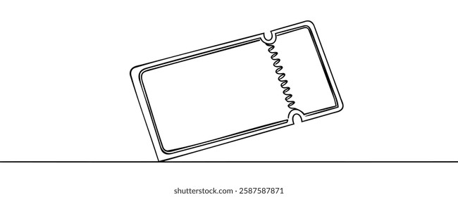 Ticket frame outline icon vector isolated. Continuous one line drawing