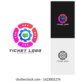 Ticket with Gear Logo Template Design Vector, Creative design, Icon symbol