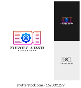Ticket with Gear Logo Template Design Vector, Creative design, Icon symbol