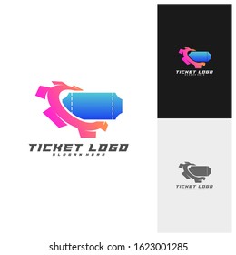 Ticket with Gear Logo Template Design Vector, Creative design, Icon symbol