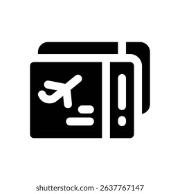 ticket glyph icon. Strong and solid vector icon for websites, mobile interfaces, presentations, and visual branding. High quality and easy to edit.