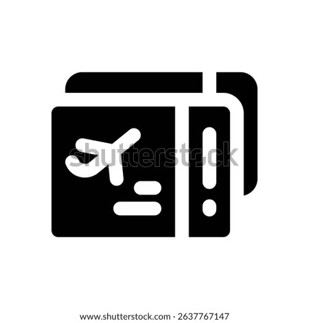 ticket glyph icon. Strong and solid vector icon for websites, mobile interfaces, presentations, and visual branding. High quality and easy to edit.