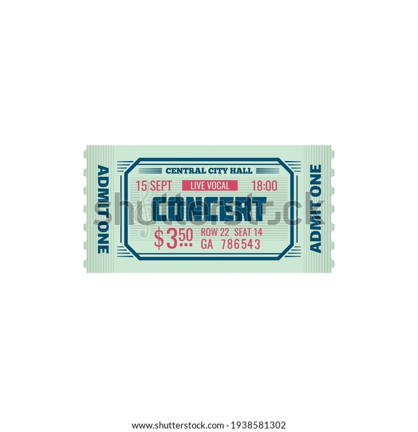 Ticket grand concert hall world famous music show\
isolated mockup template. Vector invitation on orchestra symphony,\
live music performance on stage. Full ticket admit one access to\
musical party