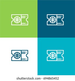 Ticket green and blue material color minimal icon or logo design