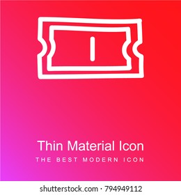 Ticket hand drawn outline red and pink gradient material white icon minimal design