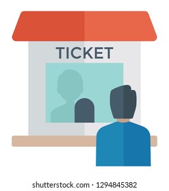 Ticket house, flat vector icon.