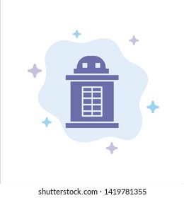 Ticket, House, Train Blue Icon on Abstract Cloud Background