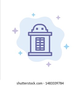 Ticket, House, Train Blue Icon on Abstract Cloud Background