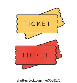 Ticket icon. Admit one flat design illustration