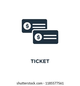 Ticket icon. Black filled vector illustration. Ticket symbol on white background. Can be used in web and mobile.