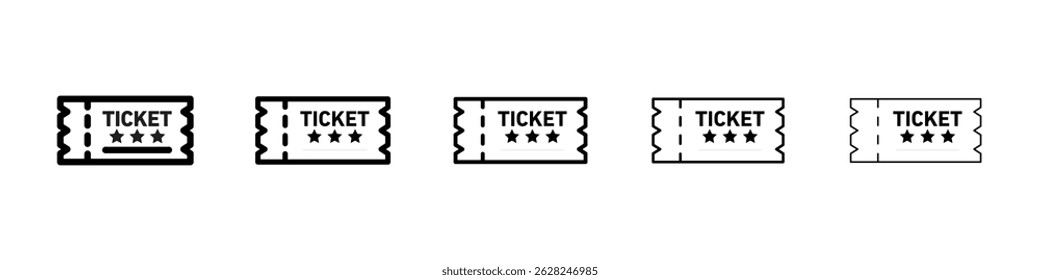 Ticket icon in black. Vector illustration for graphic design