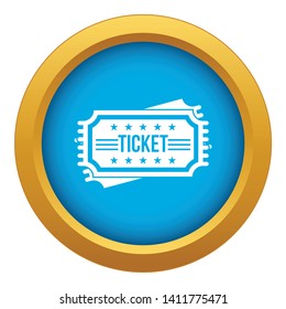 Ticket icon blue vector isolated on white background for any design