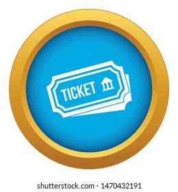 Ticket icon blue vector isolated on white background for any design