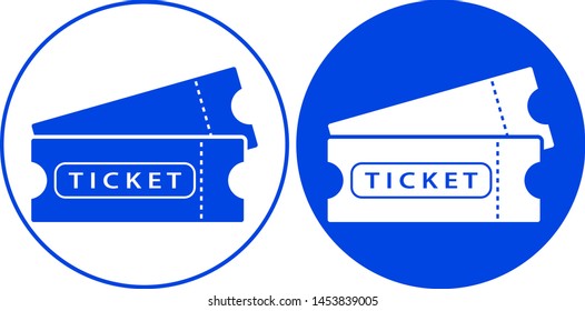 Ticket icon in circle. Vector illustration
