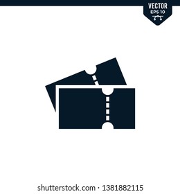 Ticket icon collection in glyph style, solid color vector