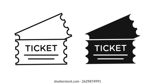 Ticket icon collection for UI on white background