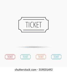 Ticket icon. Coupon sign. Linear icons on white background. Vector