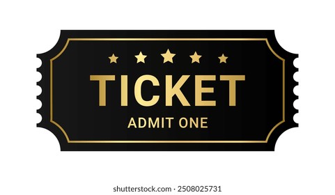 Ticket icon or coupon symbol gold color on white background