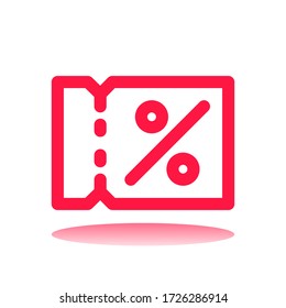 Diseño de iconos de tickets con estilo de línea roja