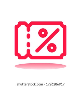 Ticket Icon Design with Red Line Style