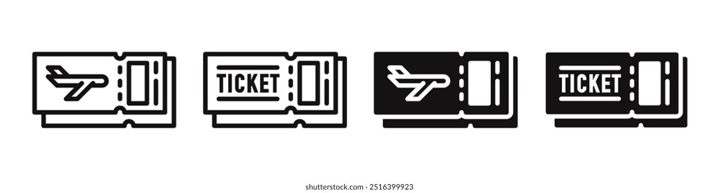 Diseño de icono de ticket. Conjunto de iconos simple y limpio. Billete de avión en estilo minimalista. Ilustración vectorial.