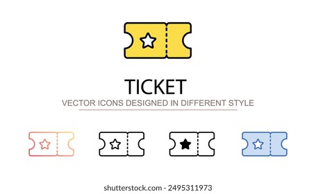 Ticket icon design with white background stock illustration